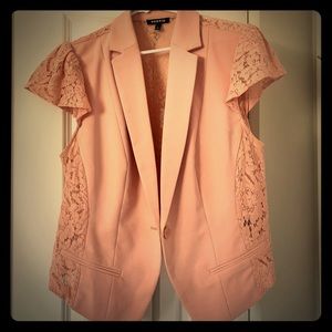 Pink hi low lace blazer